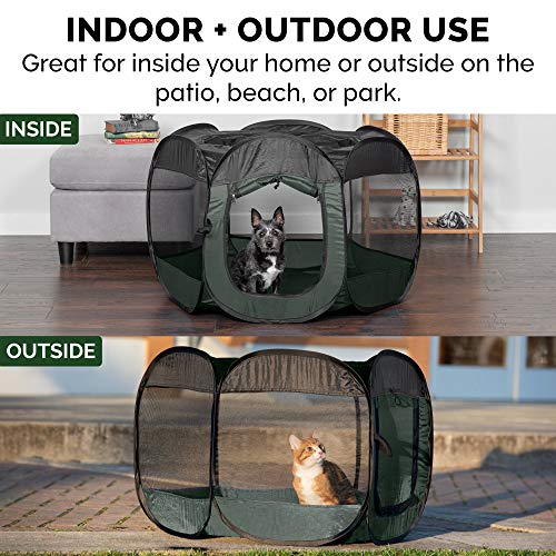 Image of Furhaven Portable Dog Playpen Cat Tent, Pet playground,Kennel foldable indoor outdoor zippered puppy crate - Hunter Green, Small