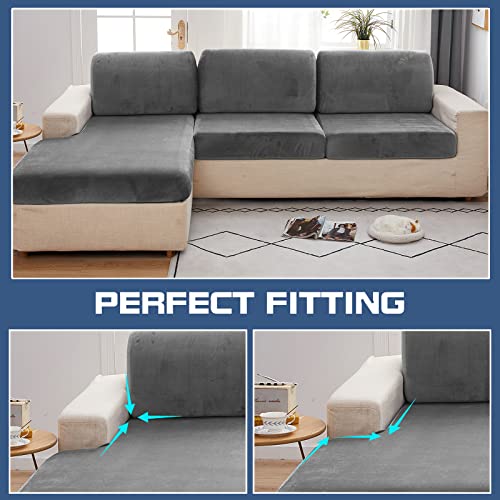 Tewene, Couch Cover Sectional Couch Cover Velvet Sofa Cover Stretch Couch Cover For Sectional Sofa L Shape Leather Sofa Cover Couch Cushion Cover, Velvet Grey/Length 27''X37'' (Only 1 Piece) #TOP3