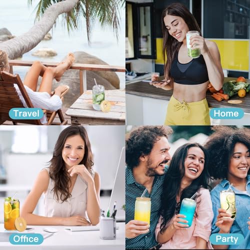 Cafultgo Smoothie Cups 24 Pack Glass Tumbler with Straw and Lid 16OZ Drinking Cup Set for Iced Coffee, Beer, Tea and Latte - Image 4