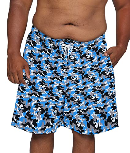 Big and Tall Swim Trunks Mesh Lining Plus Size Swim Shorts Beach Board Shorts(3XL-6XL)