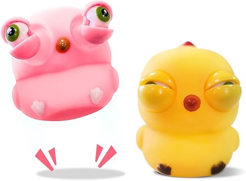 Miniatura 7 de Smosun Juguetes para apretar de pollo 2 juguetes divertidos para aliviar el estrés con ojos emergentes, juguetes sensoriales para ansiedad de
