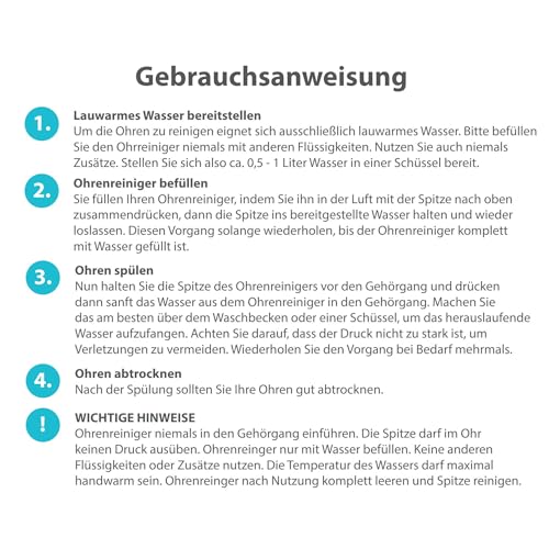 iQ-med Ohrenreiniger 200ml | Ohrenschmalzentferner aus medizinischem Silikon | Ohrendusche