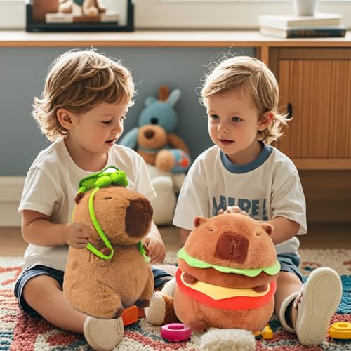 Image of Capybara Plush with Turtle Backpack, Cute Capybara Stuffed Animal Plush Toy Birthday Decorations for Girls and Boys (Turtle)