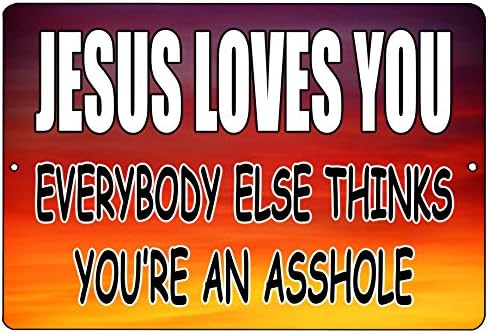 Rogue River Tactical Funny Sarcastic Metal Tin Sign Wall Decor Man Cave Bar Jesus Loves You image 5