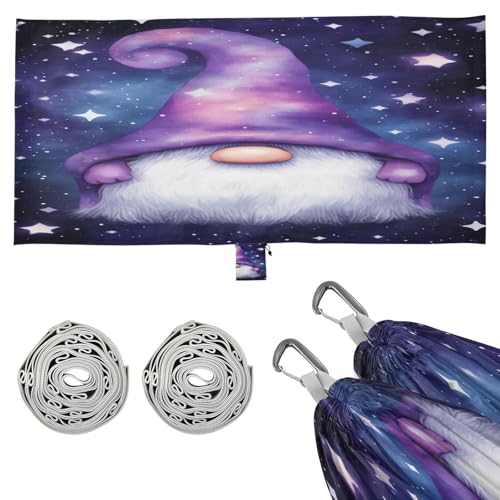 SDMKA Little Purple Gnome Camping Hammock, 330 lbs with 2 Tree Straps, Carry Bag, Single Portable Hammock for Outdoor/Indoor, Hiking, Beach, Backpacking, Travel