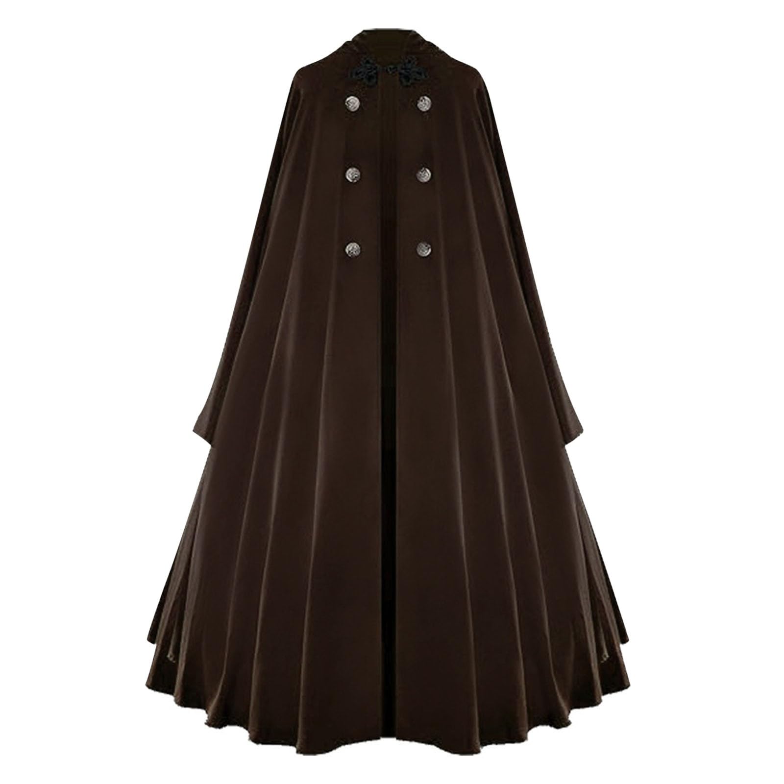 Mantello medievale con cappuccio per Halloween, elegante, per feste e cosplay, abito storico con travestimento vittoriano da donna, cappotto da mago medievale