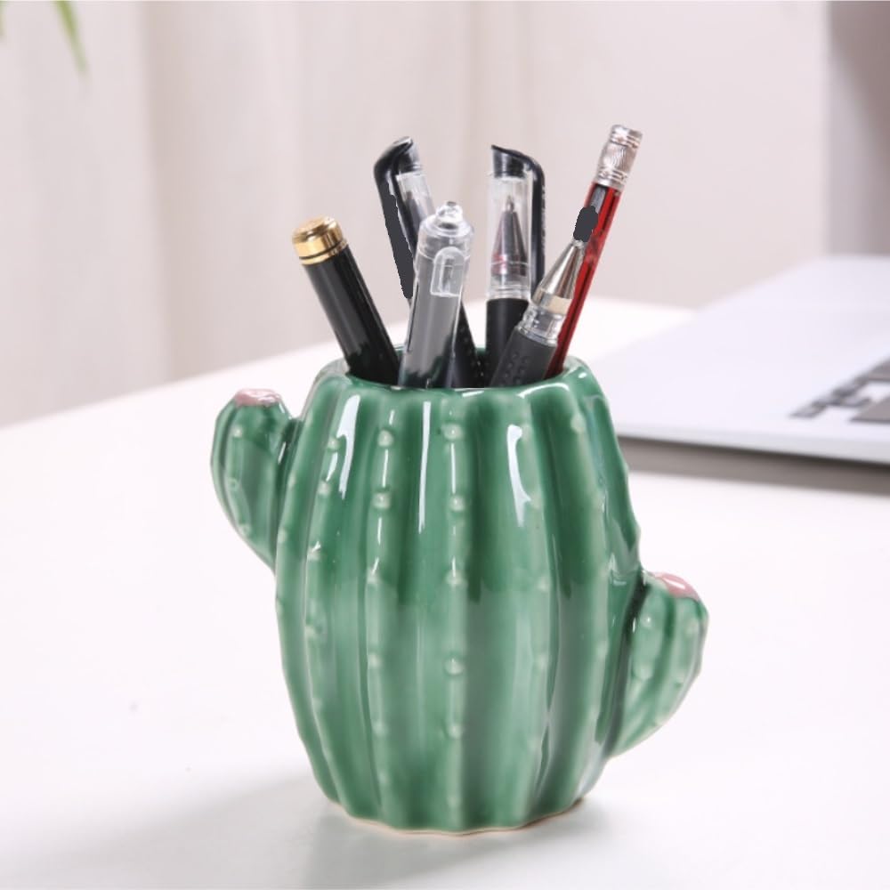 Portapenne da Scrivania Portapenne in Ceramica A Forma di Cactus for Riporre E Decorare Ufficio Casa Scuole Uffici