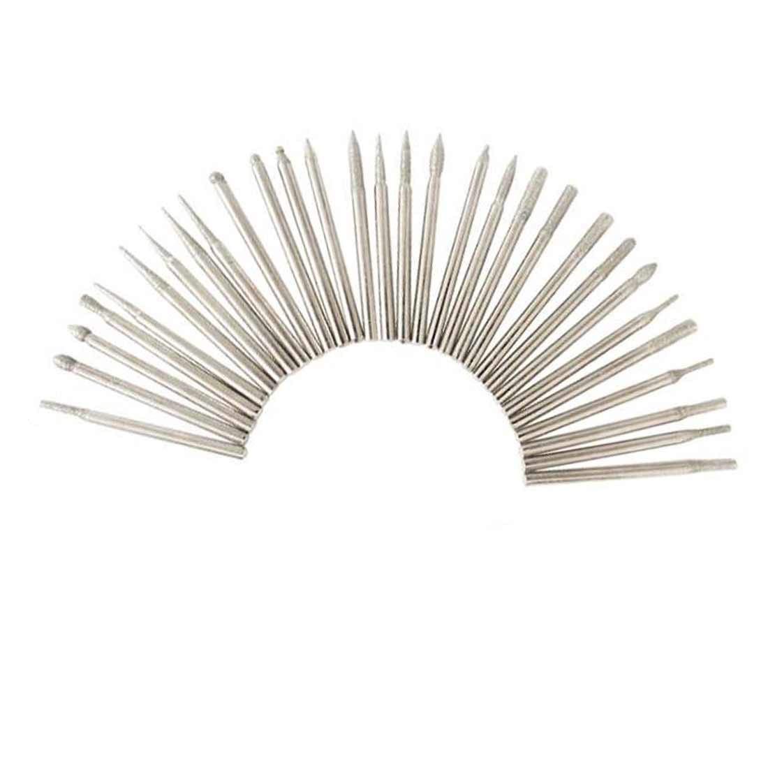 SWISSO 30pcs DIY Tool for Glass Marble Rock Jewelry Engraving Rotary Tool Set Drilling Cutting Grinding Diamond Burr Glass Drill Bits 1
