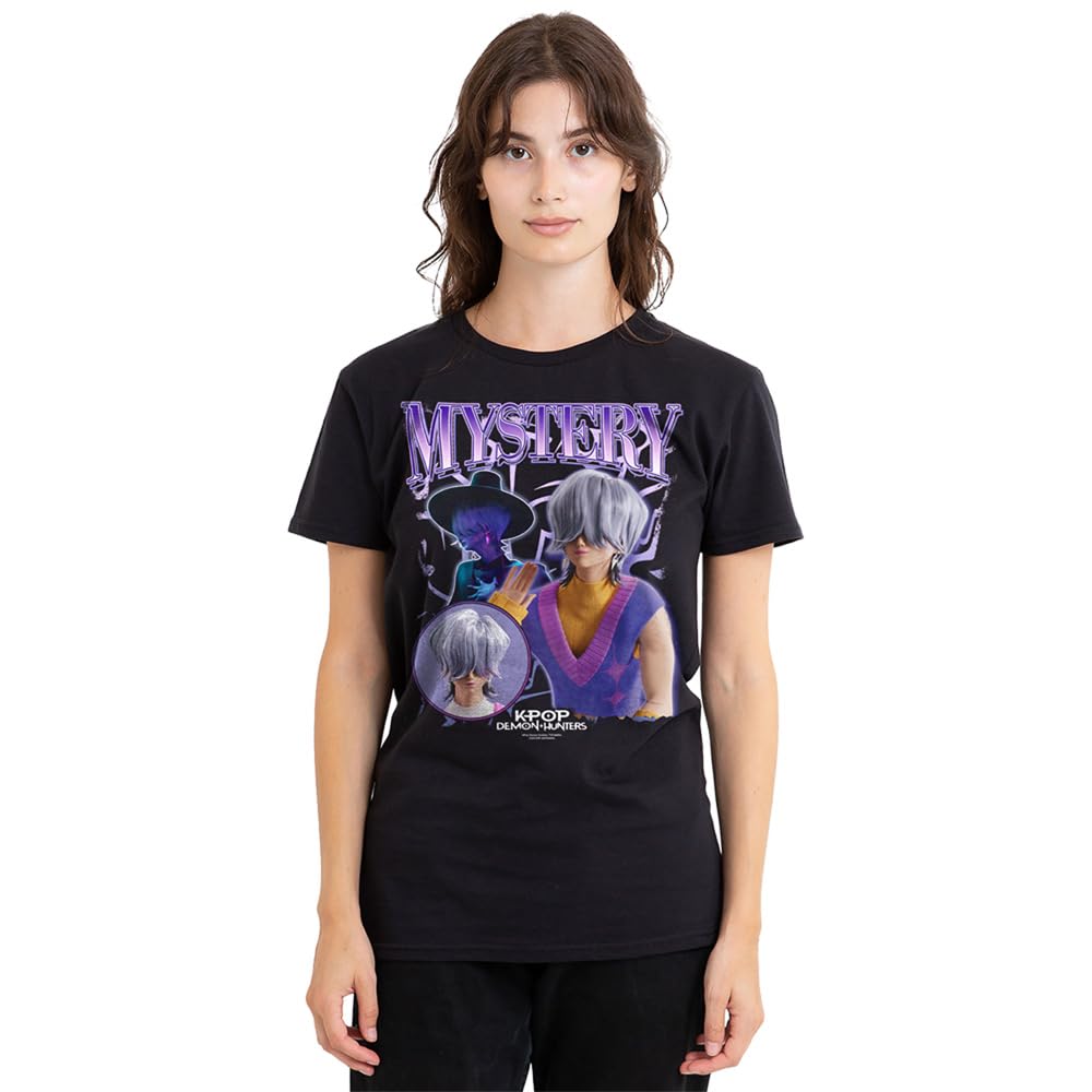 Kpop Demon Hunters Saja Boys Mystery Homage Ladies T Shirt, Black, Medium