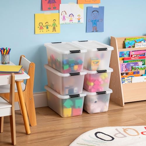 Image of IRIS USA 6-Pack Clip Box with Latching Lids, 13 Quart Craft Storage Bins, Art & Writing Supply Containers for Home, Office & Classroom Organization