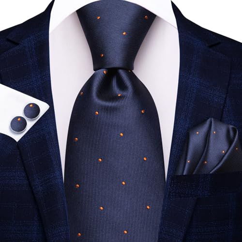 Image of Hi-Tie Mens Paisley Floral Striped Ties Set Silk Necktie and Lapel Pin for Men Pocket Square Cufflinks Set Business Wedding