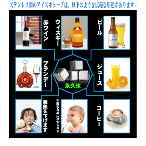 Sunlightam ステンレス製アイスキューブ12個セット