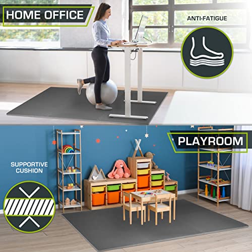 Image of ProsourceFit Weaved Pattern Extra Thick Exercise Puzzle Mat -inch, EVA Foam Interlocking Tiles for Protective, Cushioned Flooring for Home and Gym Equipment; Grey, 96 SQ FT, 24 Tiles