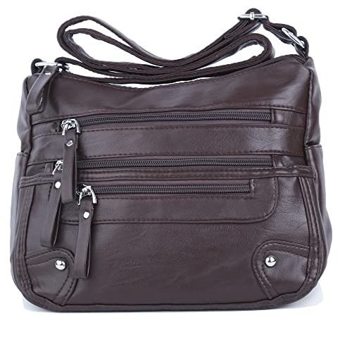 Image of ELDA 10 Pockets Crossbody Purses for Women Medium Pocketbooks Lightweight Ladies Satchel Bag Multi Pocket Shoulder Handbag