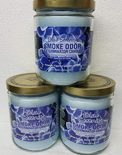 Smoke Odor Exterminator 13oz Jar Candles (Blue Serenity, 3)