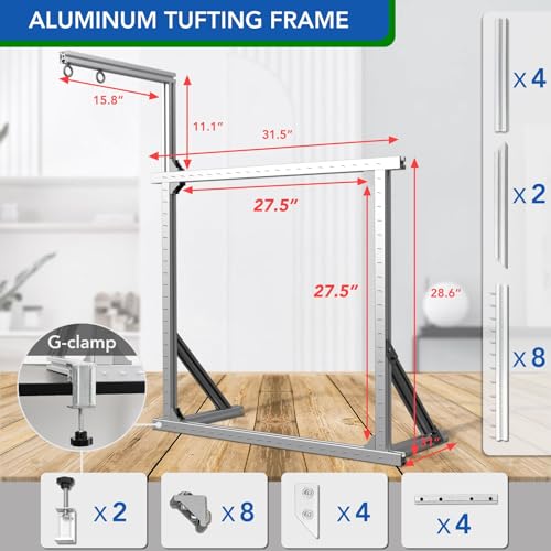 Rug Tufting Gun Starter Kit with Aluminum Frame & Carpet Trimmer, Carpet Making Kit with Tufting Frame Tufting Supplies with Primary Tufting Cloth, Rug Gun Machine Starter Kit with Rug Shaver