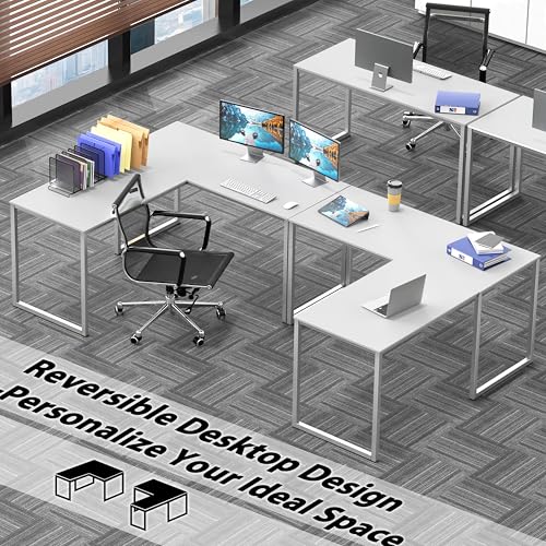 Image of SHW Mission 48 x 48 Inches L-Shape Home Office Computer Desk, White