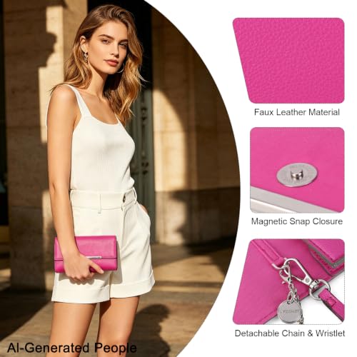Image of AFKOMST Clutch Purses for Women Small Convertible Wristlet and Evening Bag | Vegan Leather, Fits 6.7-inch Phone /Passport, Versatile for Formal Events /Prom /Wedding /Cocktail /Night Out /Daily Use