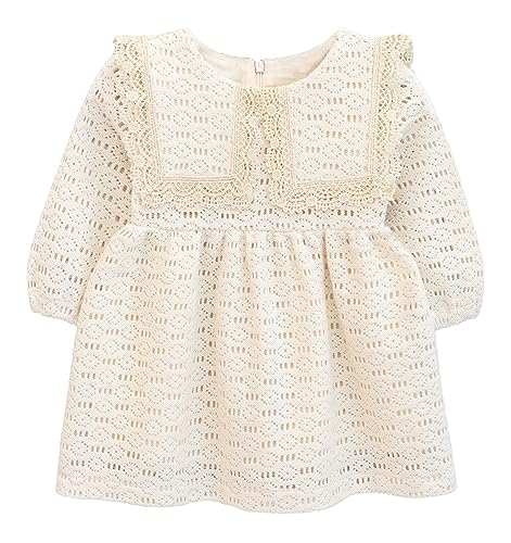Lilax Baby Girl's Long Sleeve Lace Dress Vintage Wedding Dress2