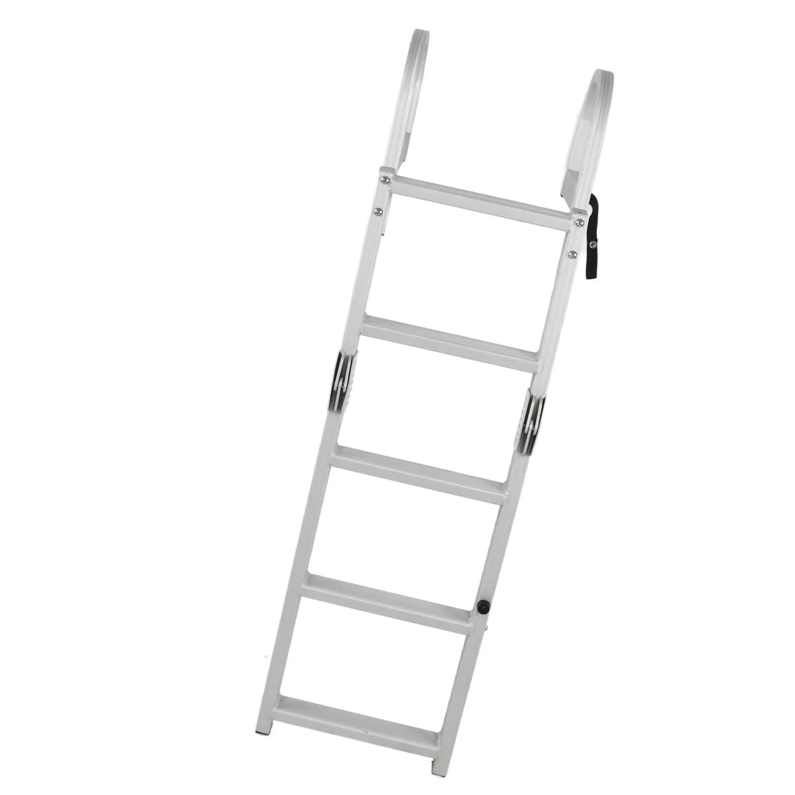 Drabinka do łodzi pontonowej ze stali nierdzewnej, 5 stopni, składana, aluminiowa, o udźwigu 200 kg, do jachtów, statków, basenów