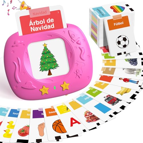 HOMESTEC Tarjetas Flash Parlantes, Juego Educativo Audibles para Regalo de Niños de 2 a 6 Años, 144 Hojas, 288 Palabras en Español, Tema Espacial Juguete Montessori