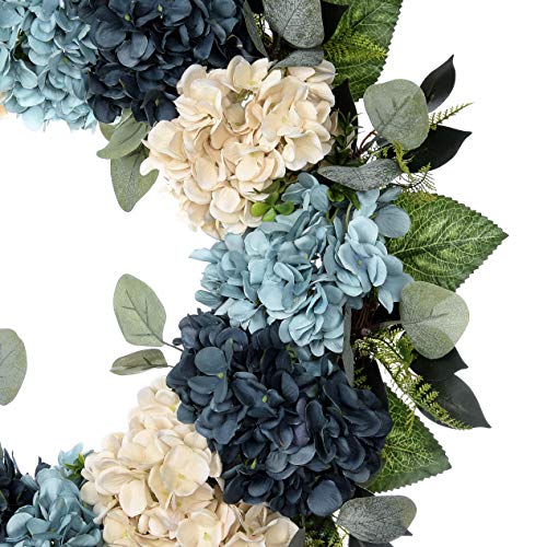 Poetic Wreath Winter Wreath Large 22 Inch Blue White Hydrangea Grapevine Wreath Year Round Wreath Spring Summer Wreath Front Door Wreath Festival Wreath Handmade Wreath Rustic Wreath #TOP1