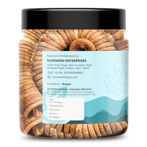 Image of Auravita Naturally Dried Premium Anjeer 100gm | Soft Juicy Figs Dry Fruit | No Added Sugar | Rich Source Of Fiber | Low in Fat | Healthy Snack | Jar Pack Of 1