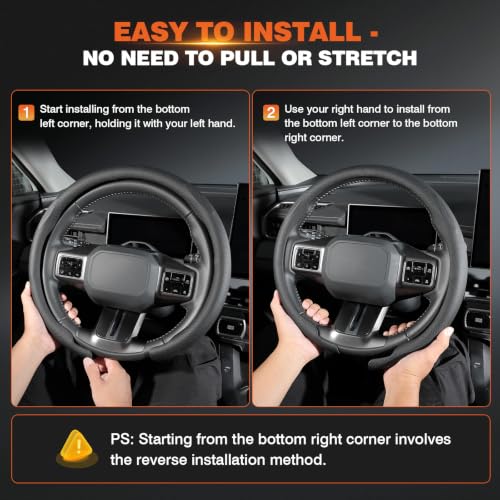 Image of Cartist Upgrade Steering Wheel Cover Universal for Car, PC Strength and PVC Leather for Steering Wheel Protector, Breathable Non-Slip Enhance Driving Experience, Open-Type Easy to Install - Black