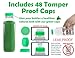 16 OZ Empty PET Plastic Juice Bottles - Pack of 35 Reusable Clear Disposable Milk Bulk Containers with Green Tamper Evident Caps Lids