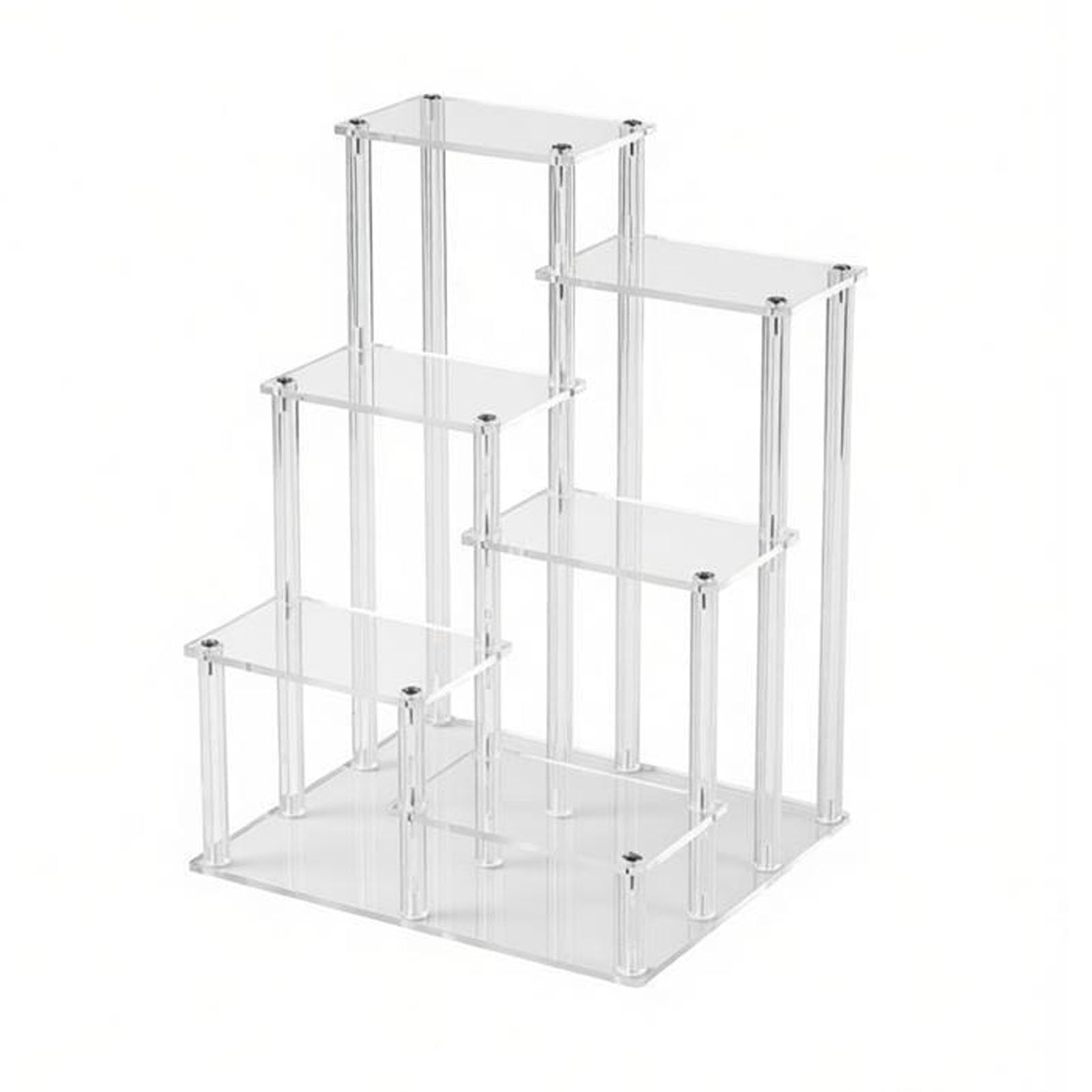 CXGBQSJ Acrylic Tiered Display Stand Multi Tier Step Shelf for Retail Merchandising and Desk Organisation,6 Layers Transparent,Small