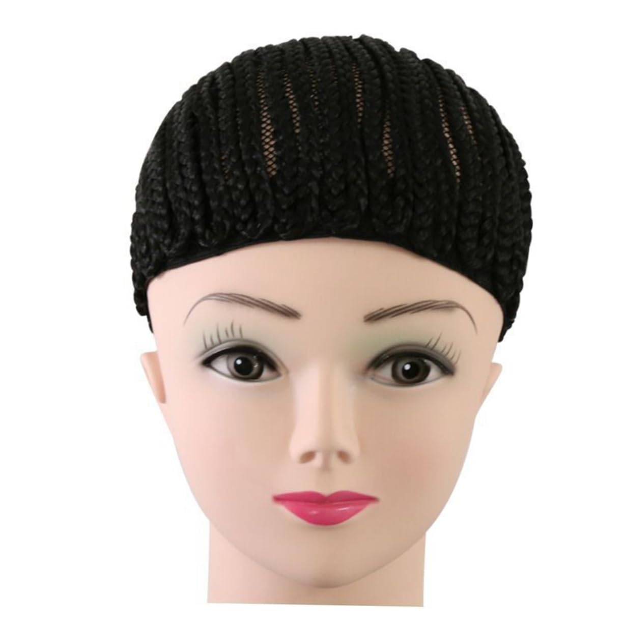 3 Piezas gorras para hacer pelucas casquillo de la peluca de cornrow gorras de peluca trenzada para crochet peluca de wig cap gorro para pelucas agujas de ganchillo Black