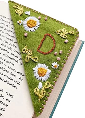 Cudfet Personalized Hand Embroidered Corner Bookmark Four Seasons Handmade DIY Custom Bookmarks (Summer D)