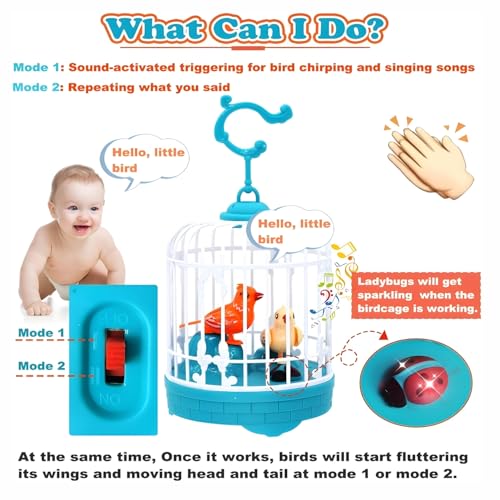 Image of Talking Bird Toy for Kids | Repeats What You Say | Singing, Speaking, and Dancing Bird Toy| Funny Education Toys for Children Playing at Home - Blue
