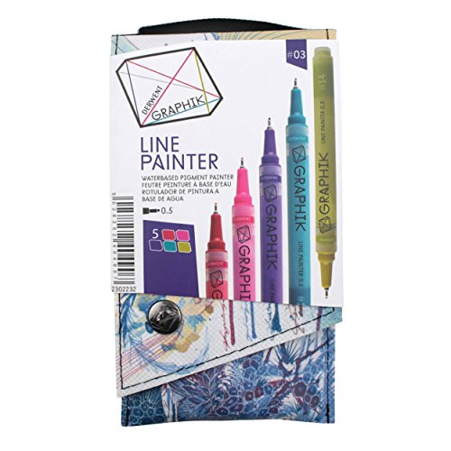 Derwent Graphite Pens, Graphik Line Painter Colored Pens, Palette No.3, 5 Pack (2302232)