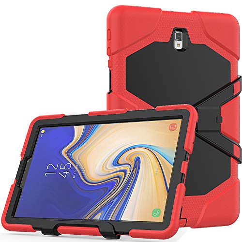 Lobwerk 3-in-1 Case for Samsung Galaxy Tab S4 10.5 Inch SM-T830 T835 Outdoor Cover with Screen Protector and Stand red red 10.5 Zoll