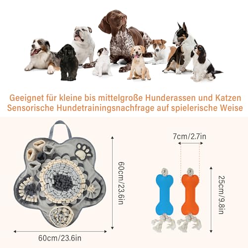 SUPERWSLING Schnüffelteppich für Hunde Cleveres Hundespielzeug mit Anti Rutsch Intelligenzspielzeug für Anti Stress Schnüffelmatte Spielteppich Für Kleine & Große Hunde