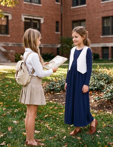 Image of Arshiner Girls Maxi Dress Long /Short Sleeve Casual Holiday Dress with Pockets for 5-13 Years