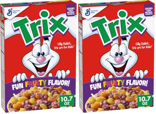 Trix Breakfast Cereal, 6 Fruity Shapes, Made with Whole Grain, 10.7 oz (Pack of 2)
