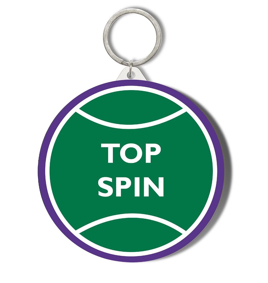 TENNIS BALL - TOP SPIN 45mm Short Chain Mirror Keyring