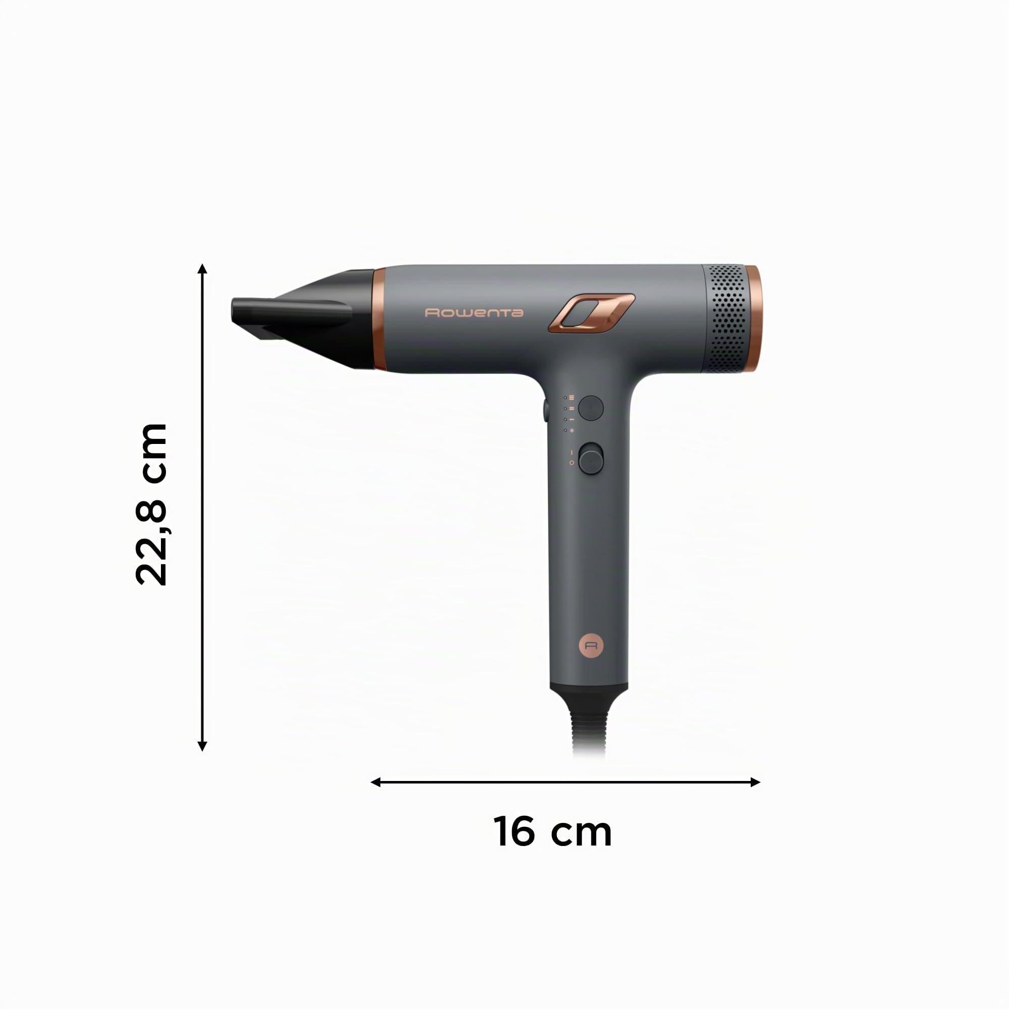 Rowenta Maestria Nano, Sèche-cheveux, 3 combinaisons de vitesse et température, Moteur Nano, vitesse de l'air jusqu'à 265 km/h, Design ultra léger, 1700 W, Gris et Rosé, HY8120F0