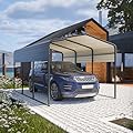 LZbeiteM Car Ports 10x15 Ft Heavy Duty - Prefab Metal Carport with Galvanized Steel Roof Steel Carport Kits Outdoor with Metal Roof (10x15 FT)