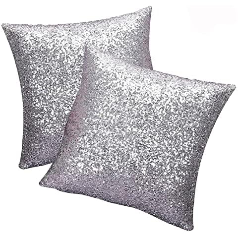 SwirlColor Silver Sequin Pillow Covers - 2pcs Cover