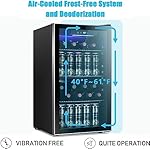 Antarctic Star 26 Bottle 130 Can Wine Cooler/Cabinet Beverage Refrigerator Mini Wine Cellar Beer Soda Clear Glass Door Bar Fridge Quiet Compressor Adjust Temp Freestanding Indoor Use 3.2cu.ft Black - Image 5