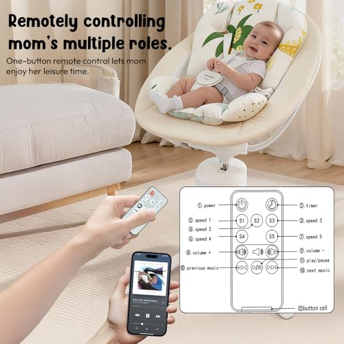 Image of StarAndDaisy Baby Rockers for 0 to 2 Years, Baby Multi Functional Rocker /Rocking Chair for Babies Infants & Toddler with 5-Level Automatic Swing & Bouncer, Bluetooth Music, Remote Control - Beige