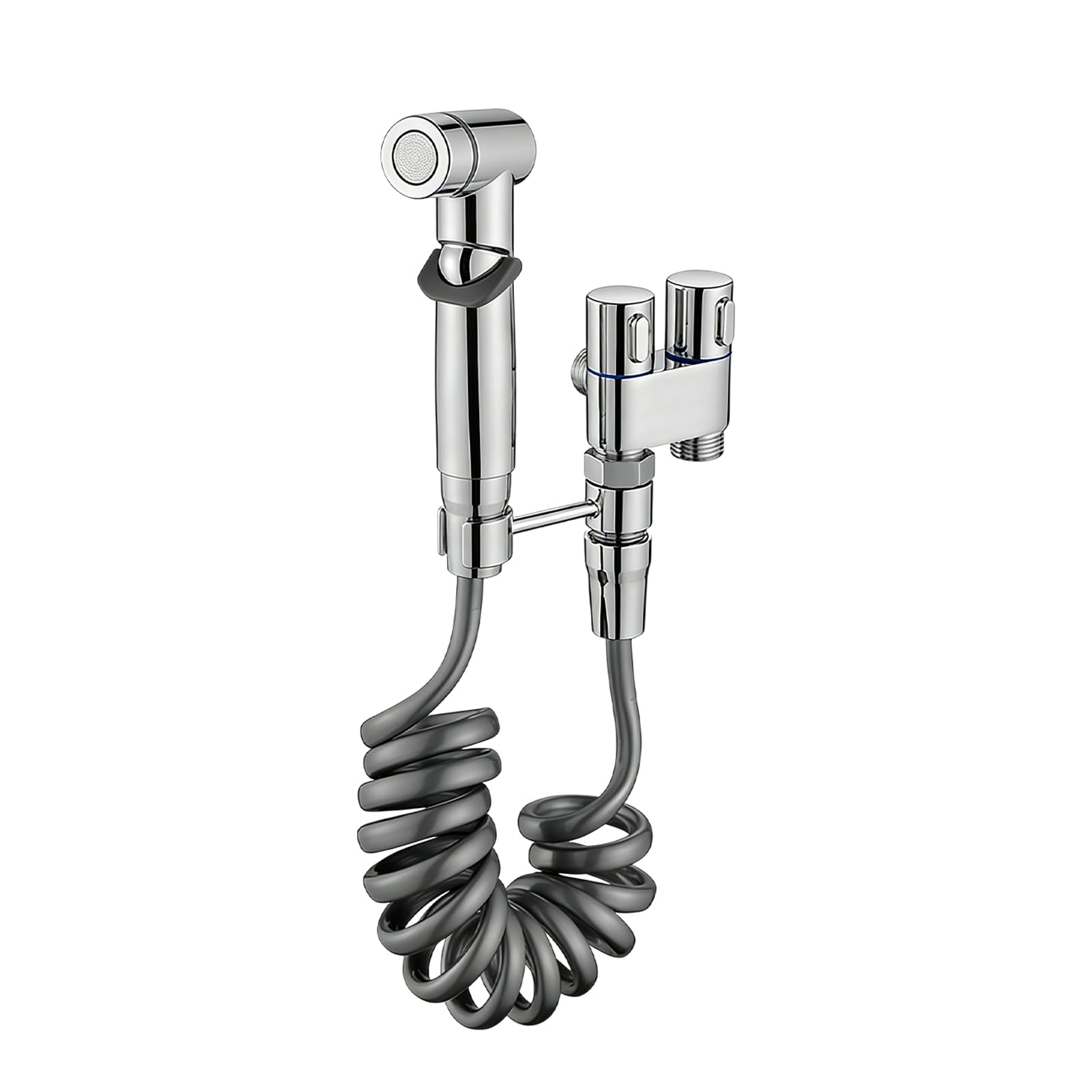 Bidet słuchawka prysznicowa, słuchawka prysznicowa do toalety, opryskiwacz ścienny ze stali nierdzewnej, z wężem sprężynowym i uchwytem ściennym do toalety, łazienki, kuchni (srebrny)