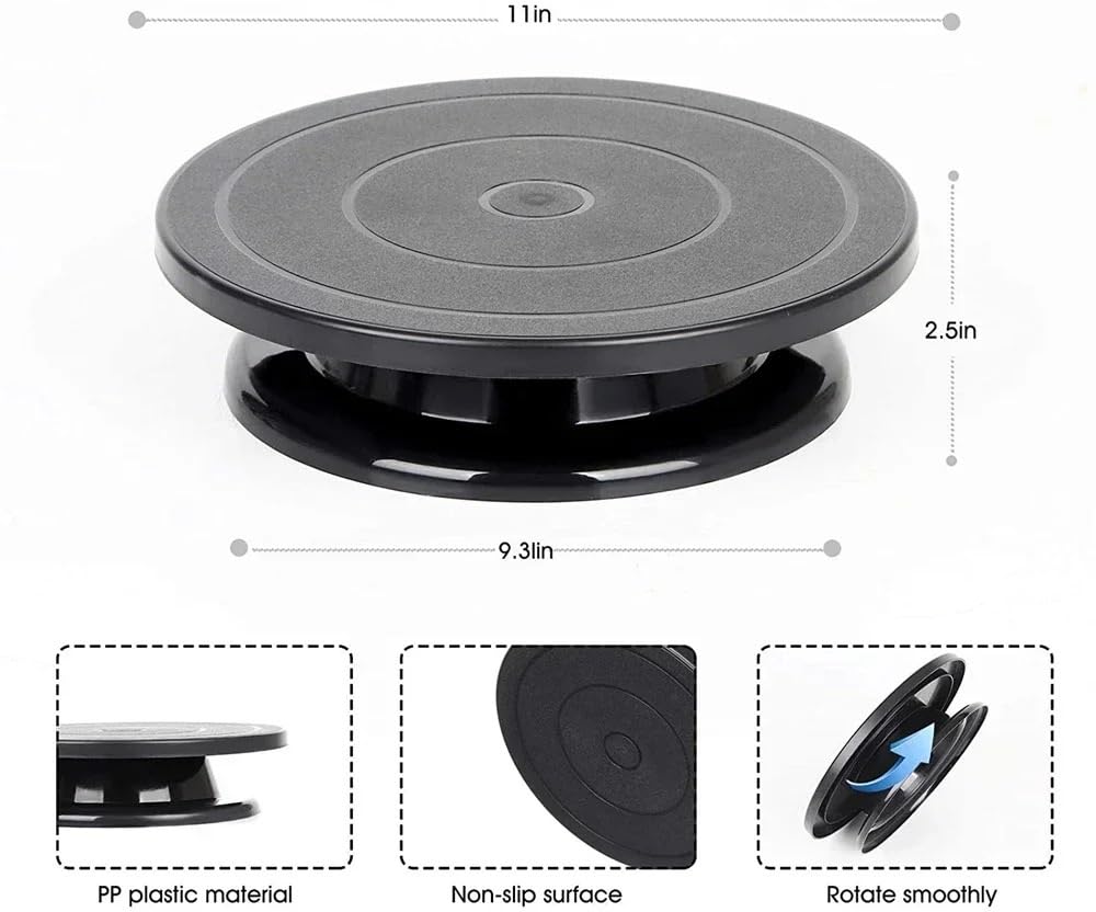 Backzubehör,Torten Zubehör 6-teiliges Kuchendekorationsset mit 2 geraden, abgewinkelten Spateln und 3 glatteren Schabern, Kuchendekorationsset, Backzubehör-Werkzeug(6pcs Black)
