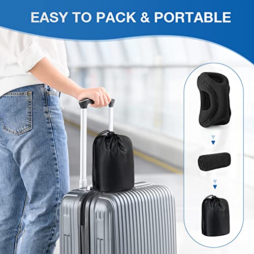 Maliton Inflatable Travel Pillow For Airplane Sleeping, Blow Up Travel Pillow For Long Flight,Napping Desk Pillow Comfortably Support Head, Inflatable Neck Pillow, Airplane Travel Essentials, Black #TOP6