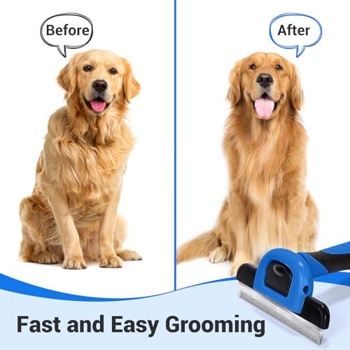 Image of MIU COLOR Pet Grooming Brush, Deshedding Tool for Dogs & Cats, Navy Blue