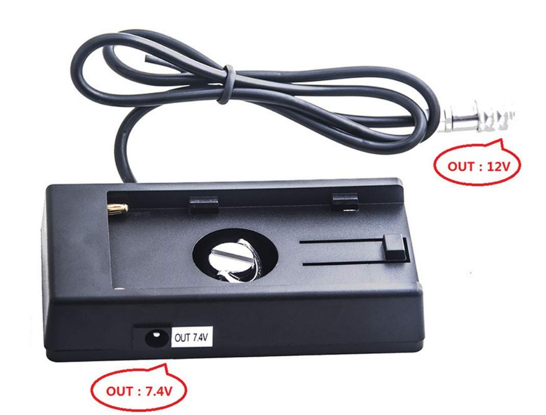VBESTLIFE F970 Dummy Batterie Koppler, 12V Dummy Akku Adapter Mount Platte für BMD BMPCC 4K Kamera für NPF970, F960, F770, F750, F570, F550 Batterien mit Tipp Licht
