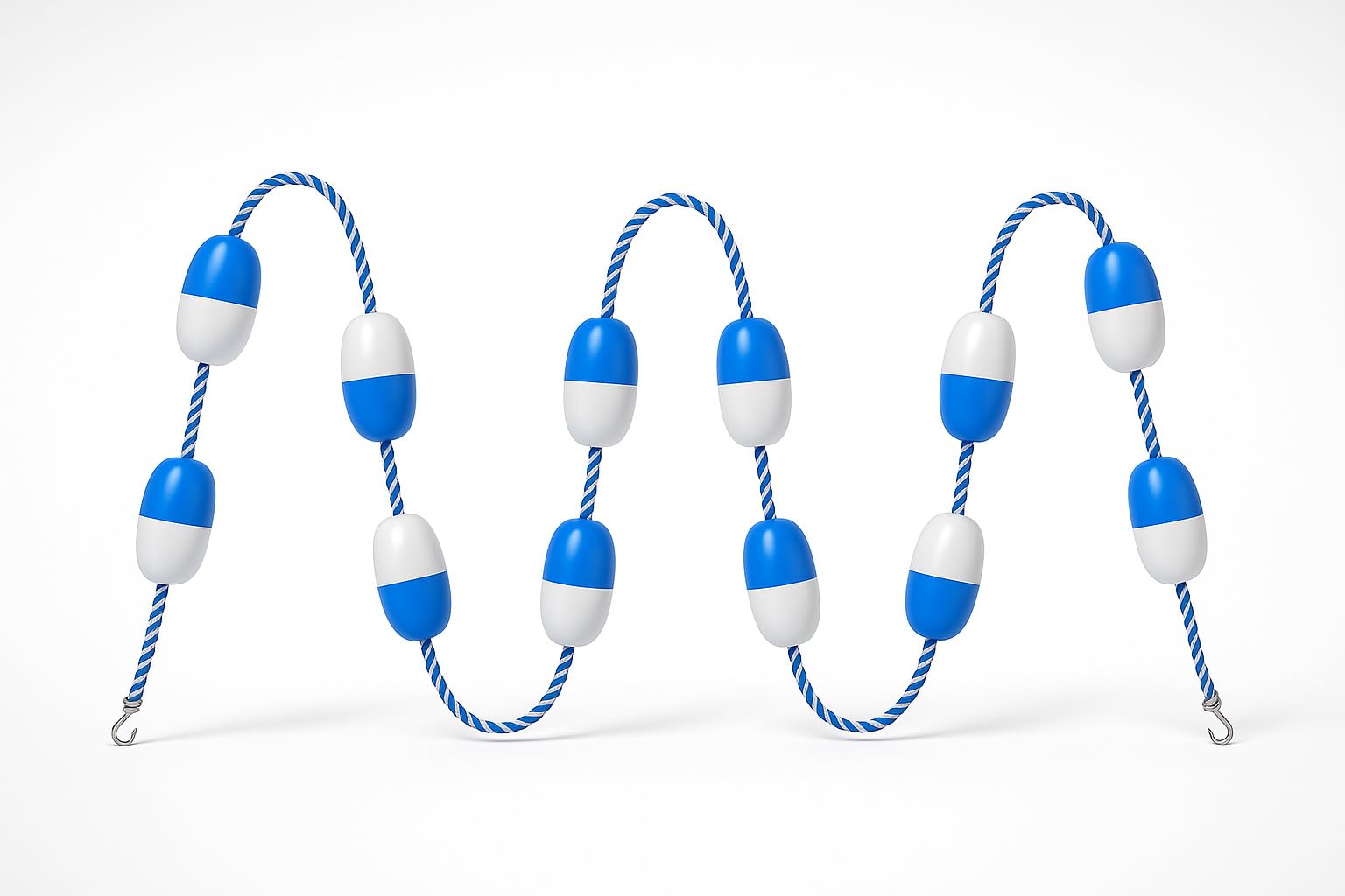 16ft Pool Rope Floats to Divide Pool - Pool Safety Rope with Floats - Pool Divider Rope for Shallow Deep End - Swimming Pool Buoy Rope Float Line Floating Barrier -Rope Buoys Floats